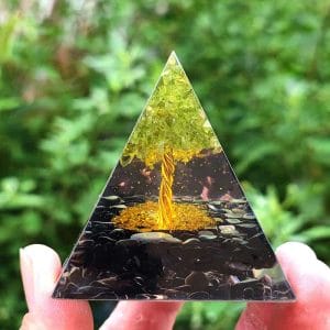 Orgonite Pyramid "Tree of Life" Obsidian